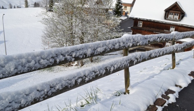 Schneespuren am Haag entlang des Mittelwegs in Wildhaus.