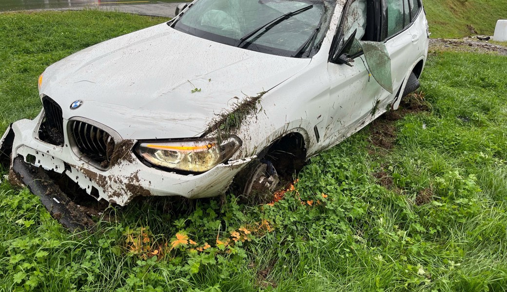 Das Auto überschlug sich mehrere Male und kam auf einer Wiese zum Stehen.