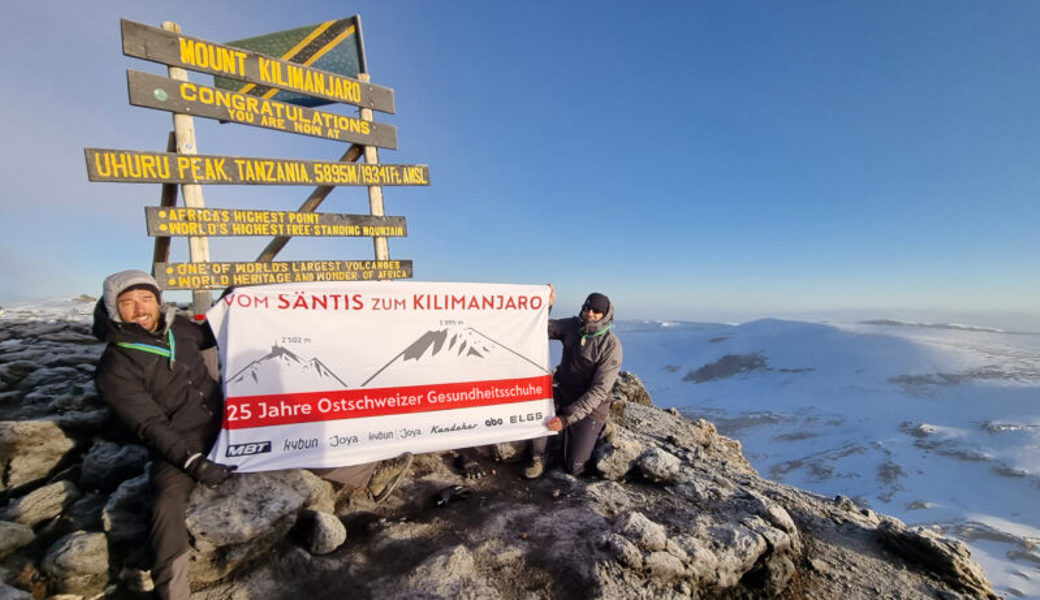  Karl Müller und Claudio Minder auf dem Kilimandscharo auf 5895 Meter Höhe. Bilder: PD