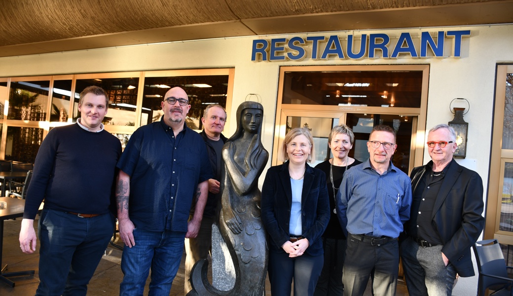 Akteure an der Hauptversammlung von Gastro Heidiland in Walenstadt: Thomas Dolp, Michael Vetsch, Michel Peclard, Esther Friedli, Petra Müller, Urs Kremmel sowie Walter Tobler (von links).