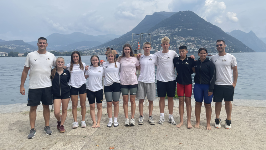 Für einmal in einem See statt im Schwimbecken unterwegs: Die Delegation des SC Flös Buchs.