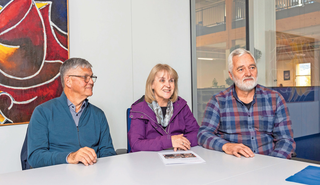 Christoph Helbling, Cornelia Lüchinger und Andreas Zogg aus dem Vorstand (v. l.).