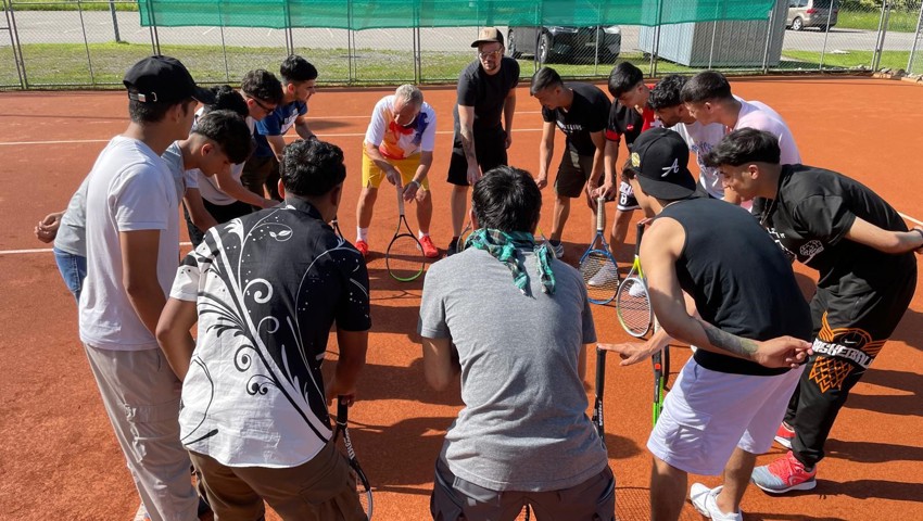 Gemeinsames Einstimmen aufs Training.