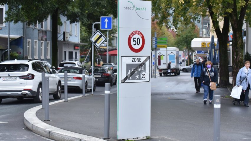  Auch das Ende der Begegnungszone muss auffällig signalisiert sein wie hier bei der Ausfahrt aus dem Bahnhofplatz.