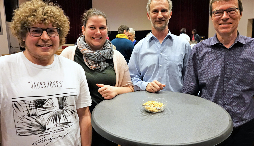 Die Neugewählten mit dem scheidenden Präsidenten: David Nägele (Kivo), Stephanie Fassbind (GPK), Thomas Gantenbein und der künftige Präsident Peter Schiemann (von links).