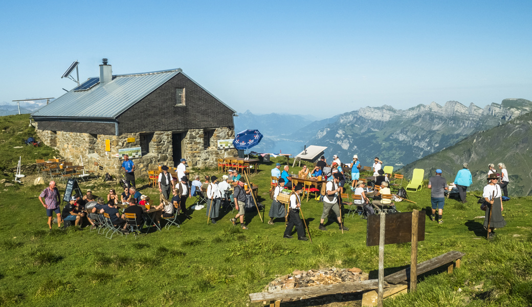 Während des Gipfel-Gottesdienstes anlässlich des 150-jährigen Bestehens des SAC Piz Sol.