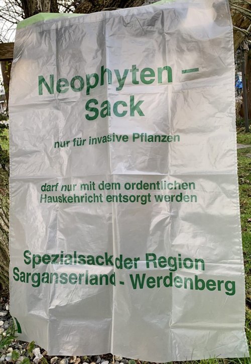  In diesem Sack kann man Neophyten entsorgen. 