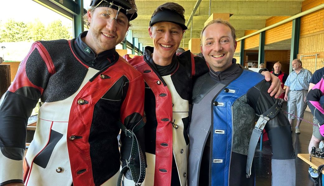 Medaillengewinner Liegendmatch (von links): Jan Lochbihler, Christoph Dürr und Jean-Claude Zihlmann.