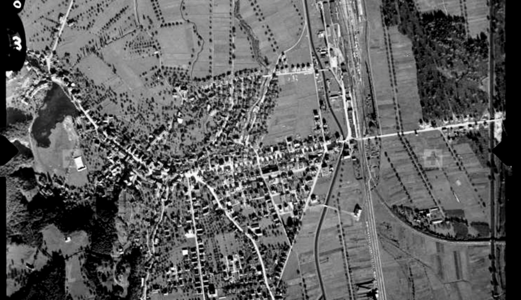  Das Satellitenbild von 1932 zeigt den damaligen Baumbestand in der Stadt Buchs. 