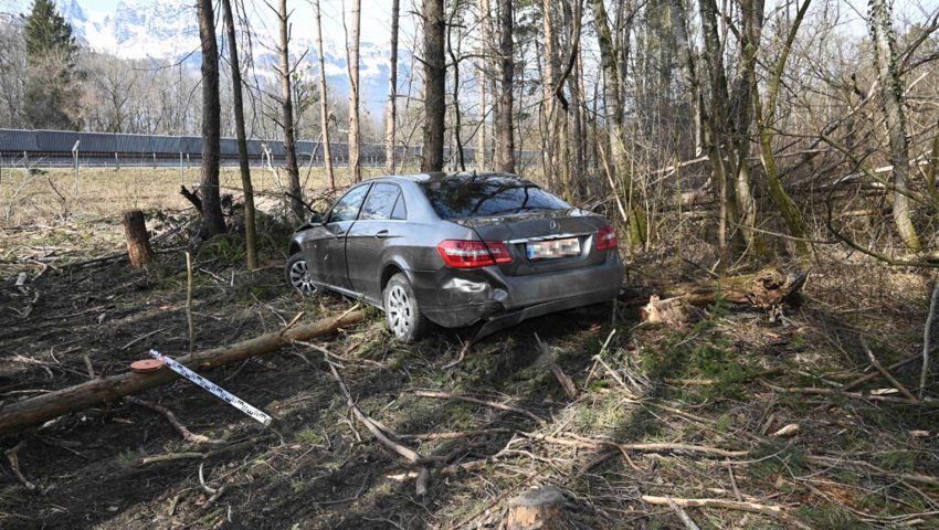  Für das Auto war auf dem Waldweg Endstation. Der Fahrer versuchte zu Fuss zu flüchten – kam aber nicht mehr weit. 