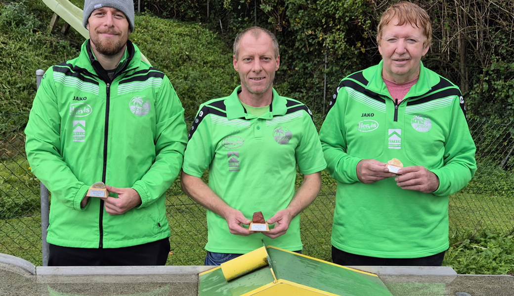 Die drei besten Pit-Pat-Spieler des Jahres des Pit-Pat-Clubs Buchs (von links): Thomas Frech, Peter Müntener und Hans Hardegger.