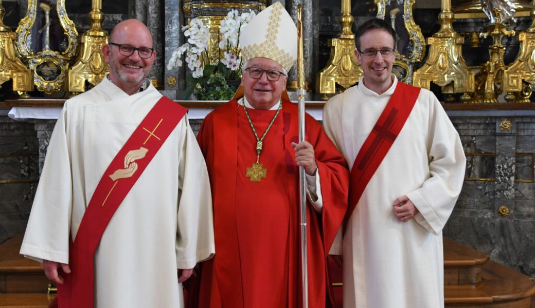  Michael Nolle, Seelsorgeeinheit Oberes Toggenburg (v. l.), Bischof Markus Büchel, Richard Burki, Seelsorgeeinheit Werdenberg. 