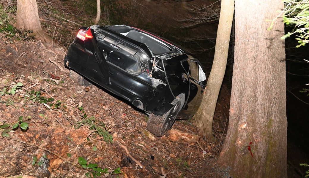 Die Fahrt endete in einem steilen Waldstück: Ein 18-Jähriger verunfallte alkoholisiert.