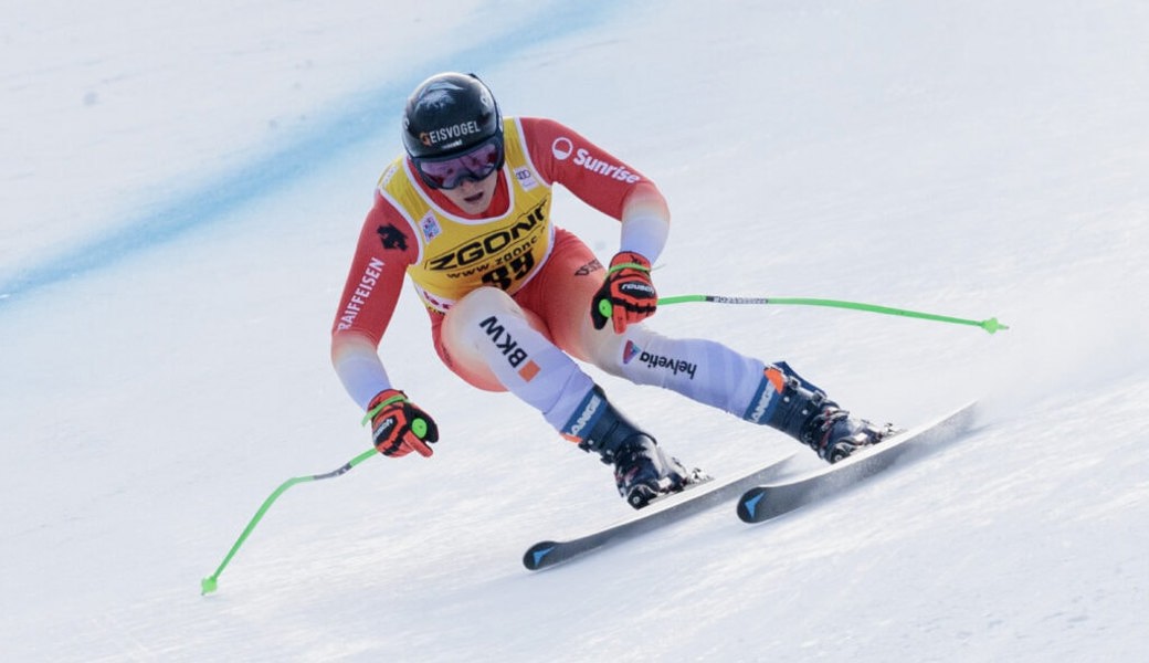  Josua Mettler während des zweiten Abfahrtstrainings auf der Stelvio in Bormio. 