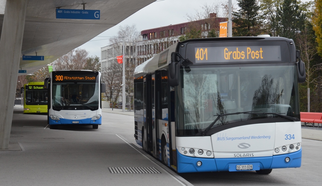 Buchs mit seinem Bahn- und Bushof soll künftig attraktivere Anschlüsse für Pendler und Reisende bieten können.